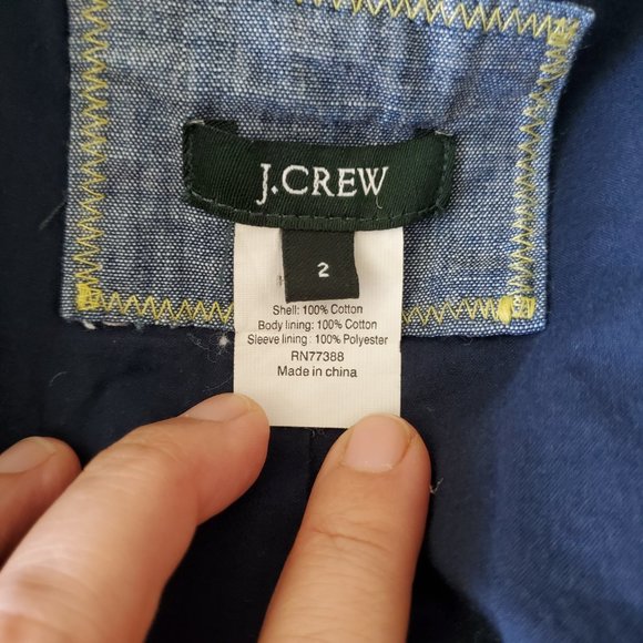 Like New JCREW Schoolboy Chambray Jacket 3 pockets Size 2 Reg. - Picture 5 of 6